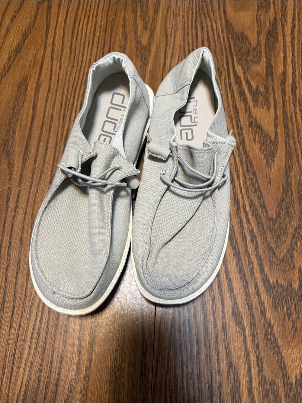 Hey Dude Light Gray Canvas Slip-On Loafers for women